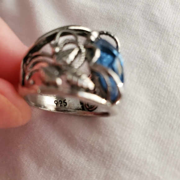 New 925 Silver Marquise Blue Sapphire Wedding Ring - Picture 5 of 9